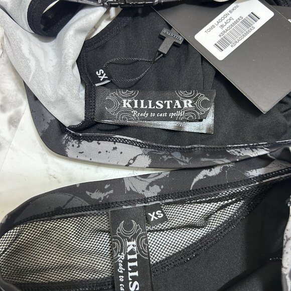 Killstar Tomb Lagoon Bikini Set XS Black Skull Gothic Pinup Vampy Rockabilly Emo - Picture 9 of 11